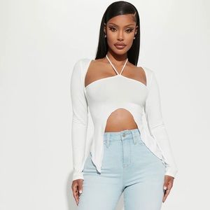 White cropped blouse